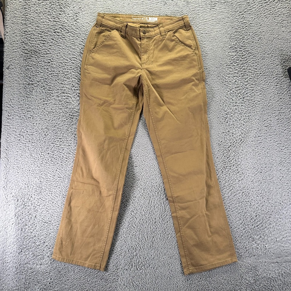 Carhartt Rugged Flex Pant Women 6 Brown Cotton Canvas Carpenter Straight Stretch